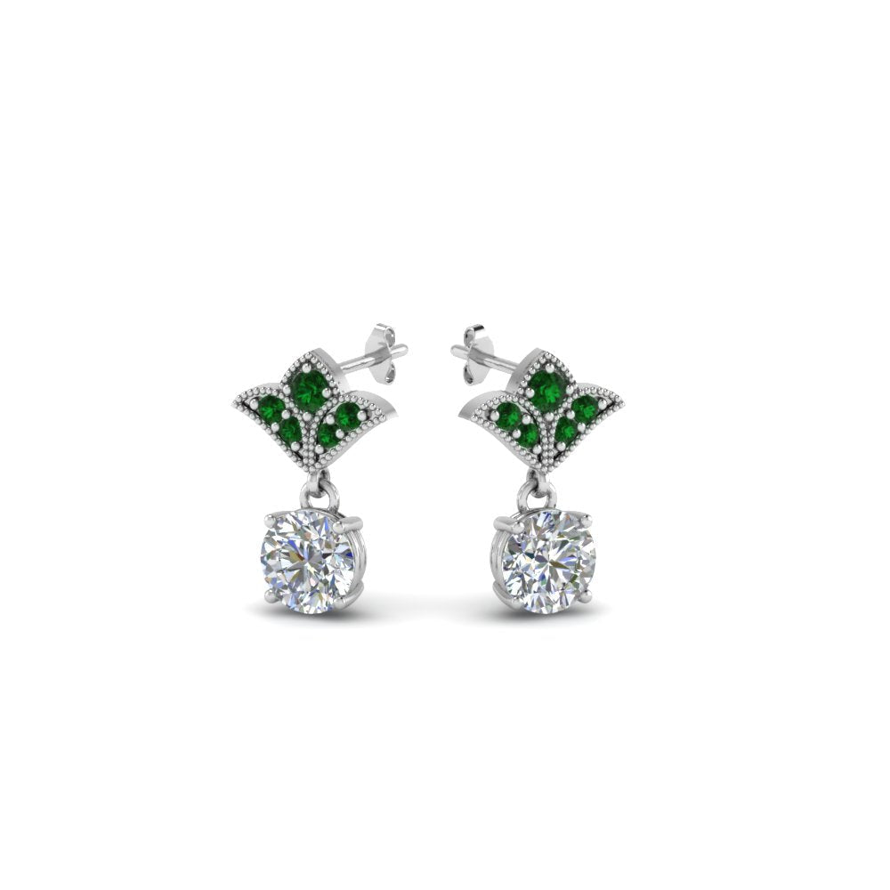 Art Deco Inspired Round Drop Earring Half Carat