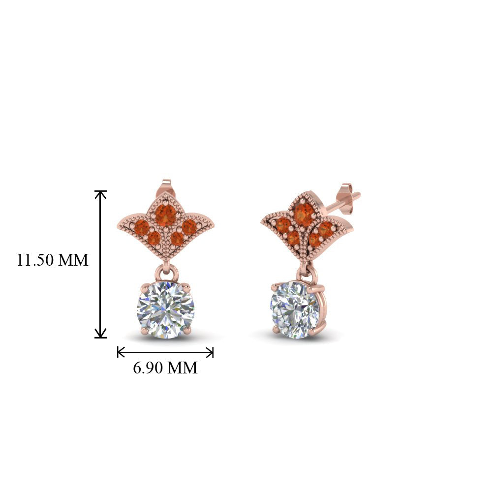 Art Deco Inspired Round Drop Earring Half Carat