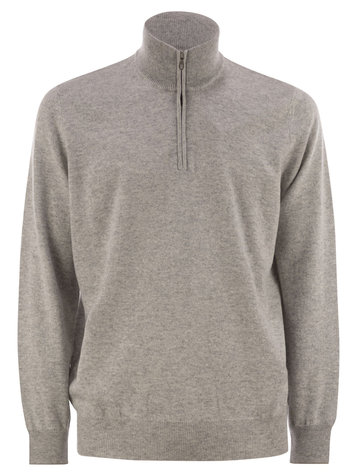 Brunello Cucinelli Men High-Necked Cashmere Sweater With Zip Opening