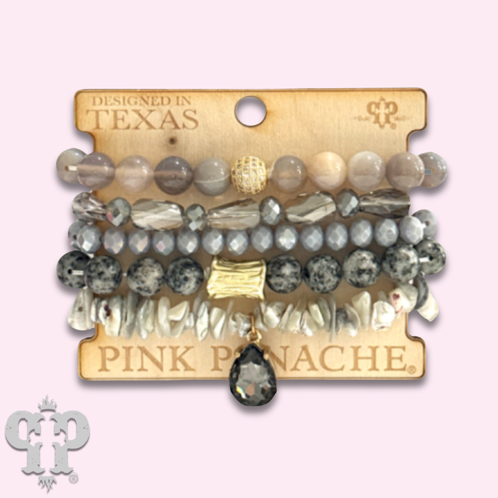 Mixed stone and bead five strand bracelet - LC