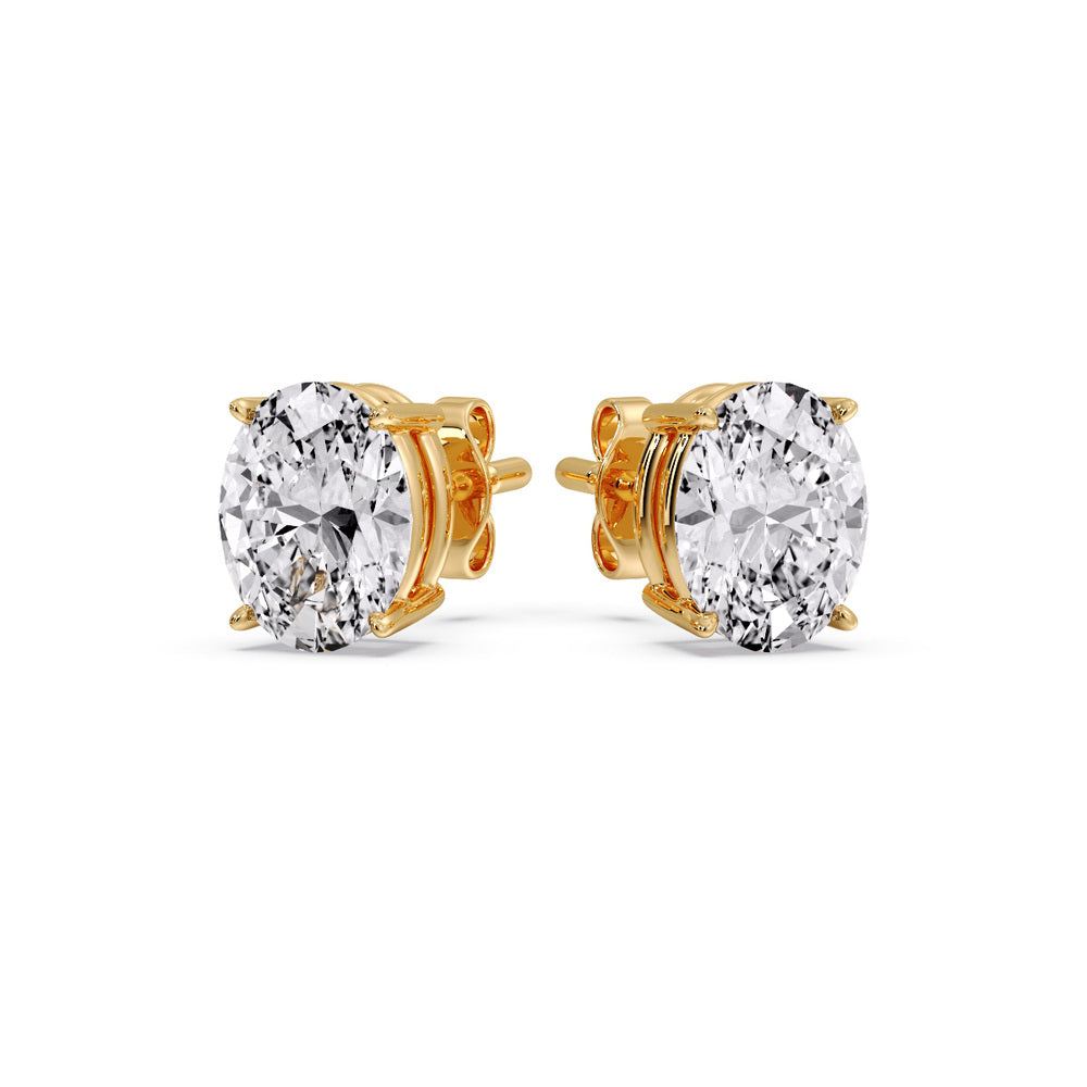 Classic Four Prong Oval Diamond Solitaire Stud Earrings [IGI Certified]
