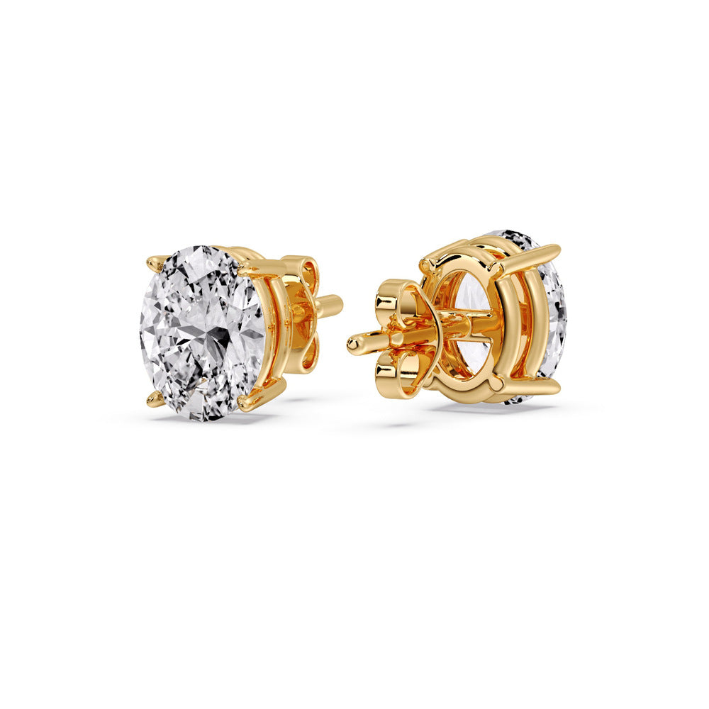 Classic Four Prong Oval Diamond Solitaire Stud Earrings [IGI Certified]