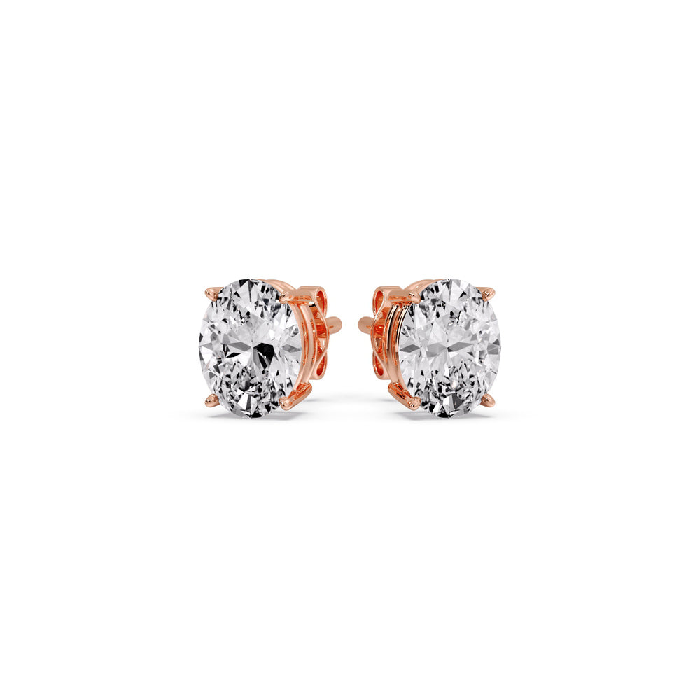 Classic Four Prong Oval Diamond Solitaire Stud Earrings [IGI Certified]