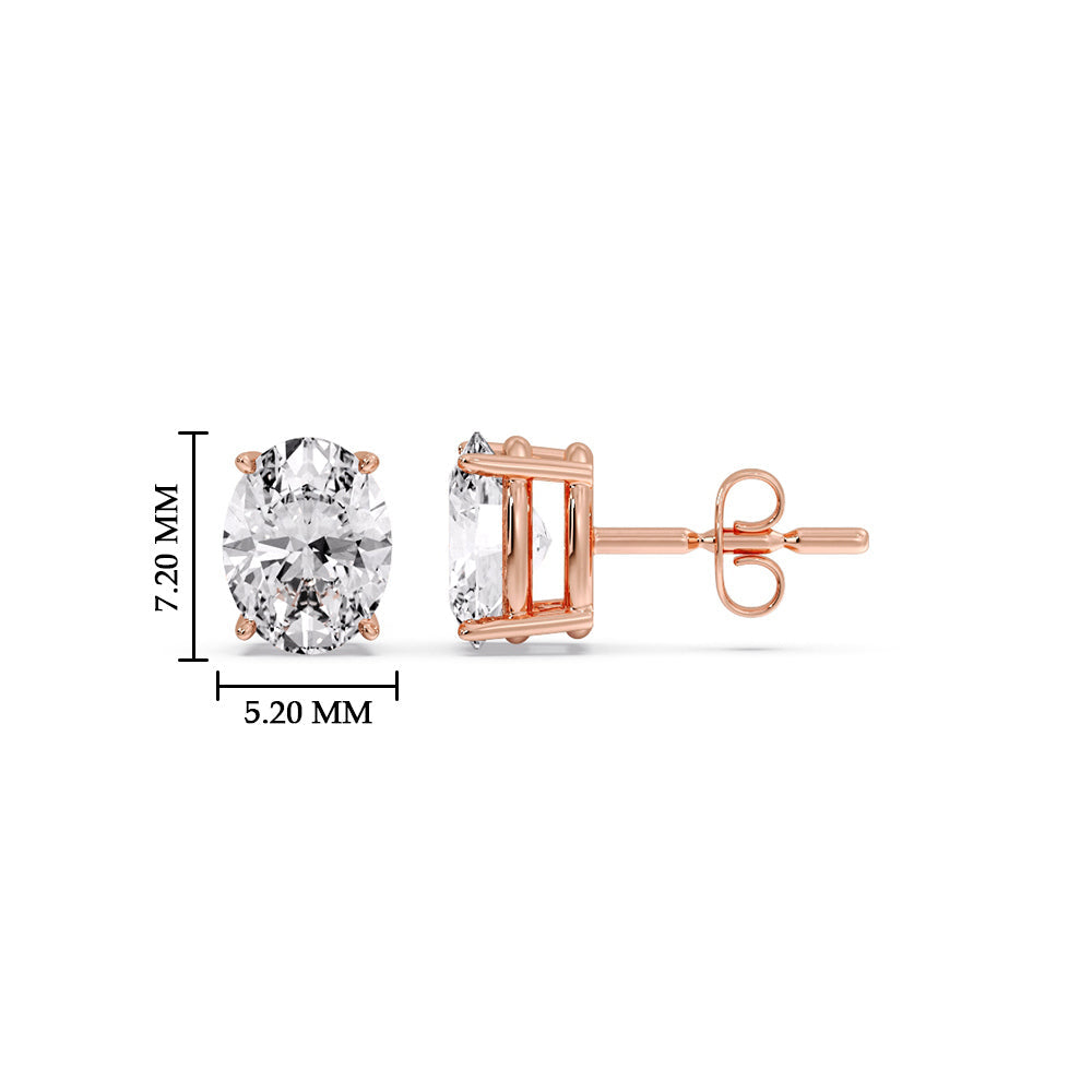 Classic Four Prong Oval Diamond Solitaire Stud Earrings [IGI Certified]