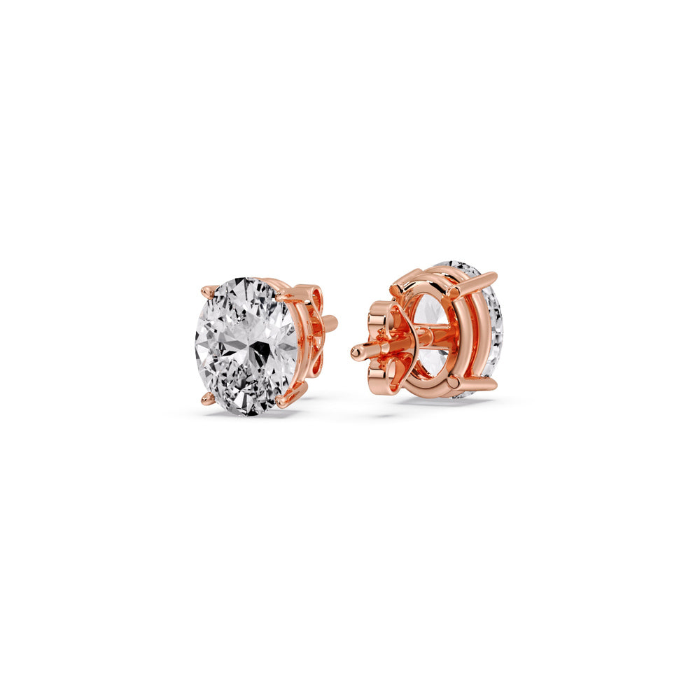 Classic Four Prong Oval Diamond Solitaire Stud Earrings [IGI Certified]