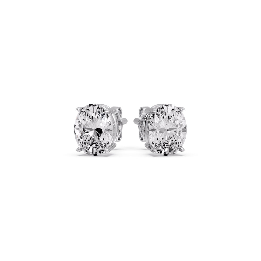 Classic Four Prong Oval Diamond Solitaire Stud Earrings [IGI Certified]