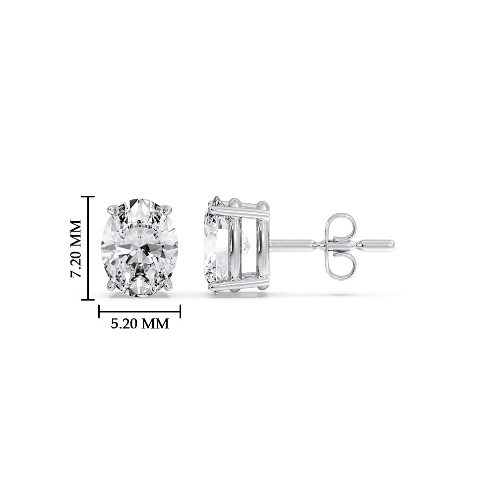 Classic Four Prong Oval Diamond Solitaire Stud Earrings [IGI Certified]