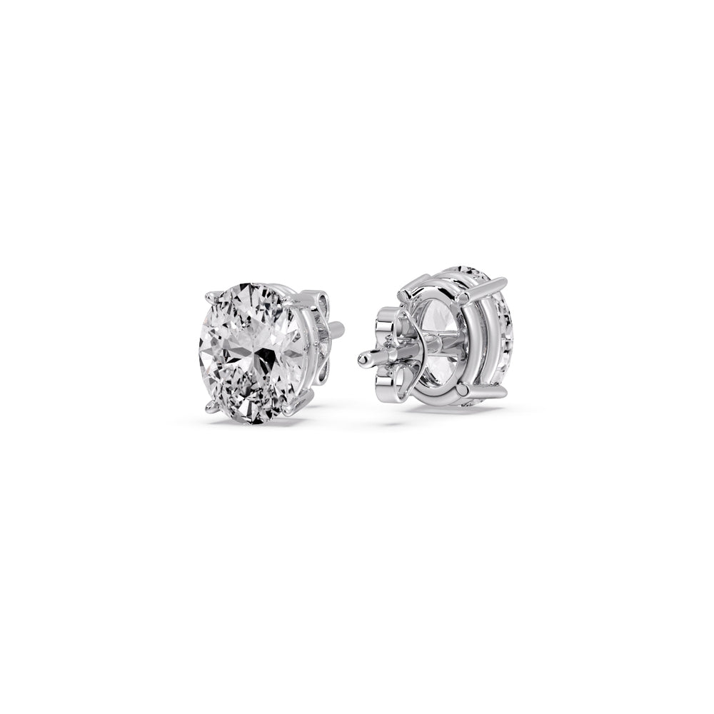 Classic Four Prong Oval Diamond Solitaire Stud Earrings [IGI Certified]