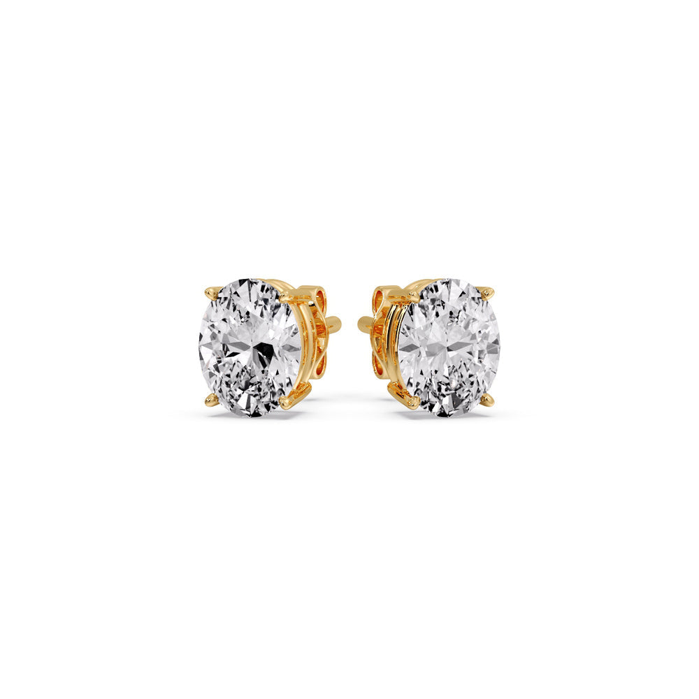 Classic Four Prong Oval Diamond Solitaire Stud Earrings [IGI Certified]