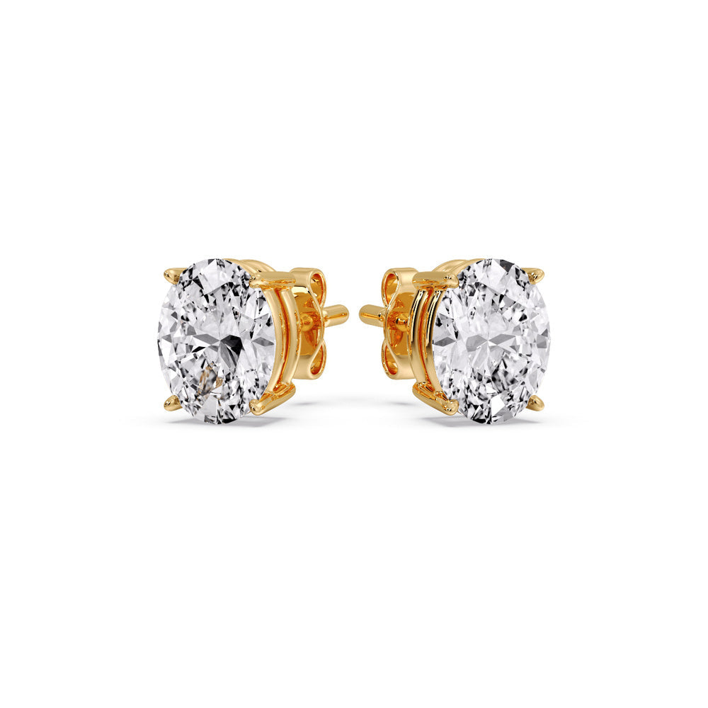 Classic Four Prong Oval Diamond Solitaire Stud Earrings [IGI Certified]