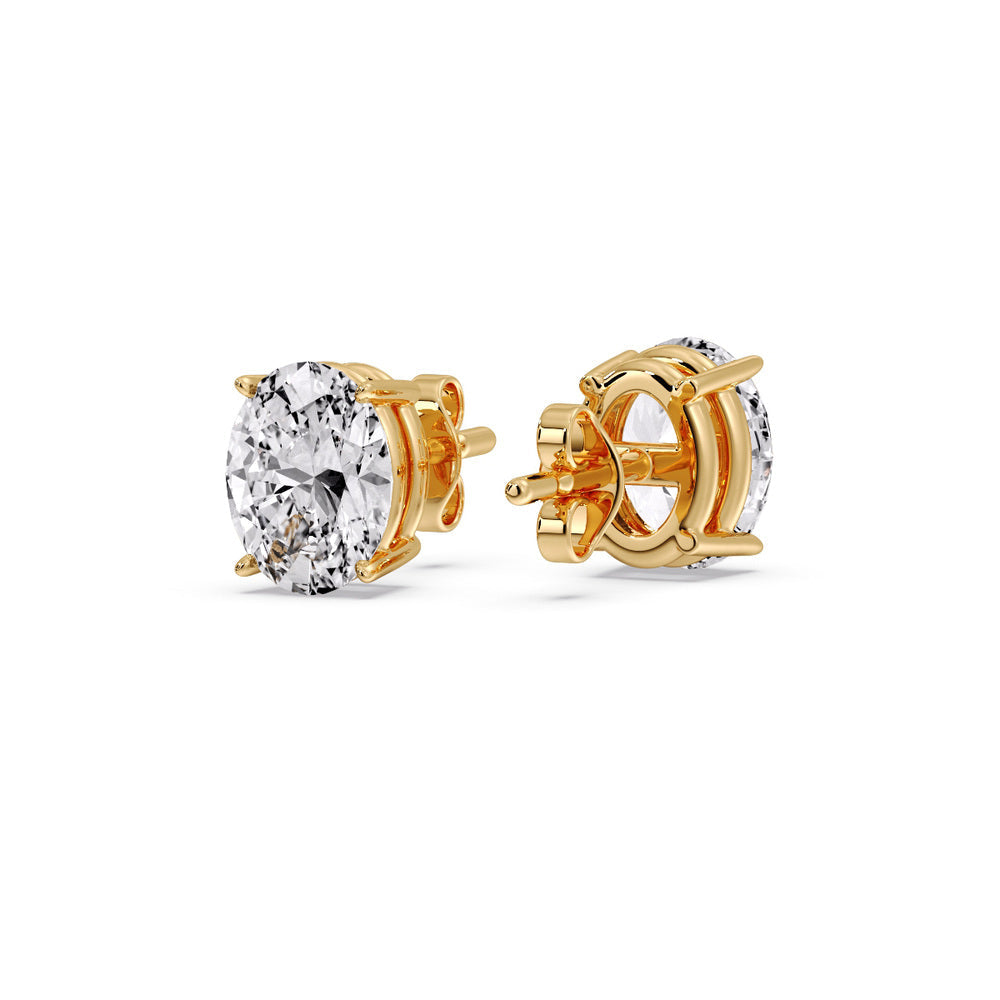 Classic Four Prong Oval Diamond Solitaire Stud Earrings [IGI Certified]