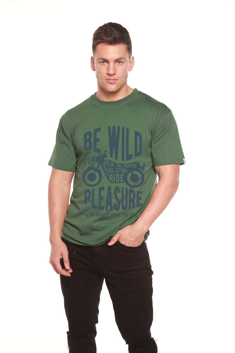 Be Wild Men's Bamboo Viscose/Organic Cotton Short Sleeve Graphic T-Shirt Spun Bamboo