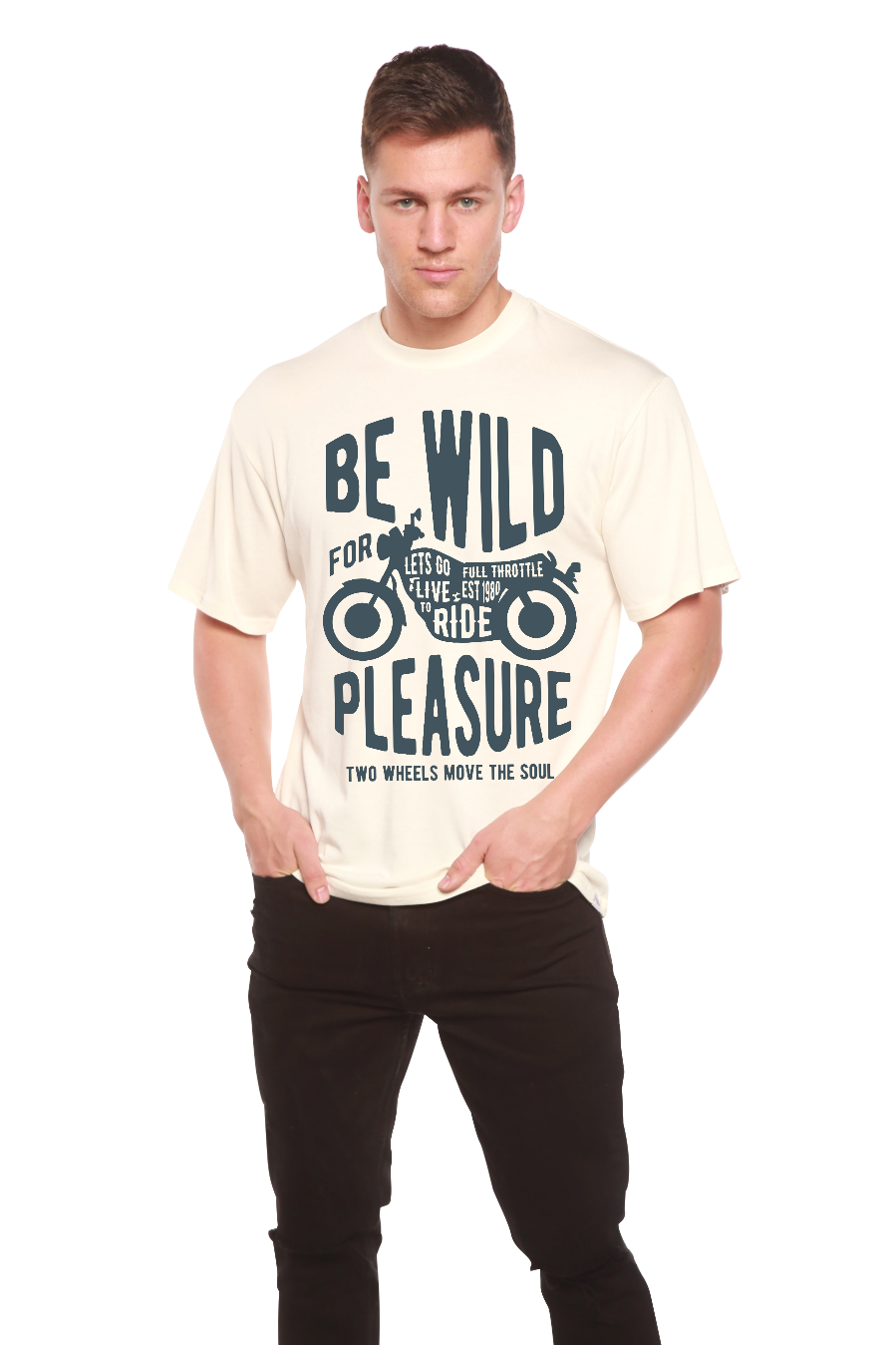 Be Wild Men's Bamboo Viscose/Organic Cotton Short Sleeve Graphic T-Shirt Spun Bamboo