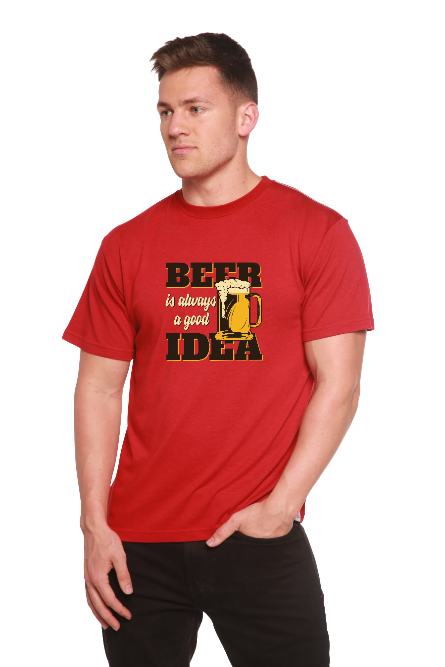 Beer Idea Men's Bamboo Viscose/Organic Cotton Short Sleeve Graphic T-Shirt Spun Bamboo