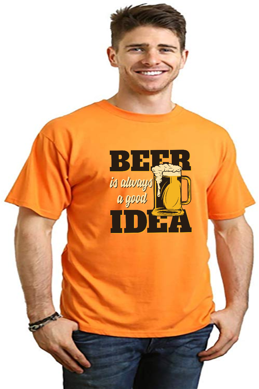 Beer Idea Men's Bamboo Viscose/Organic Cotton Short Sleeve Graphic T-Shirt Spun Bamboo