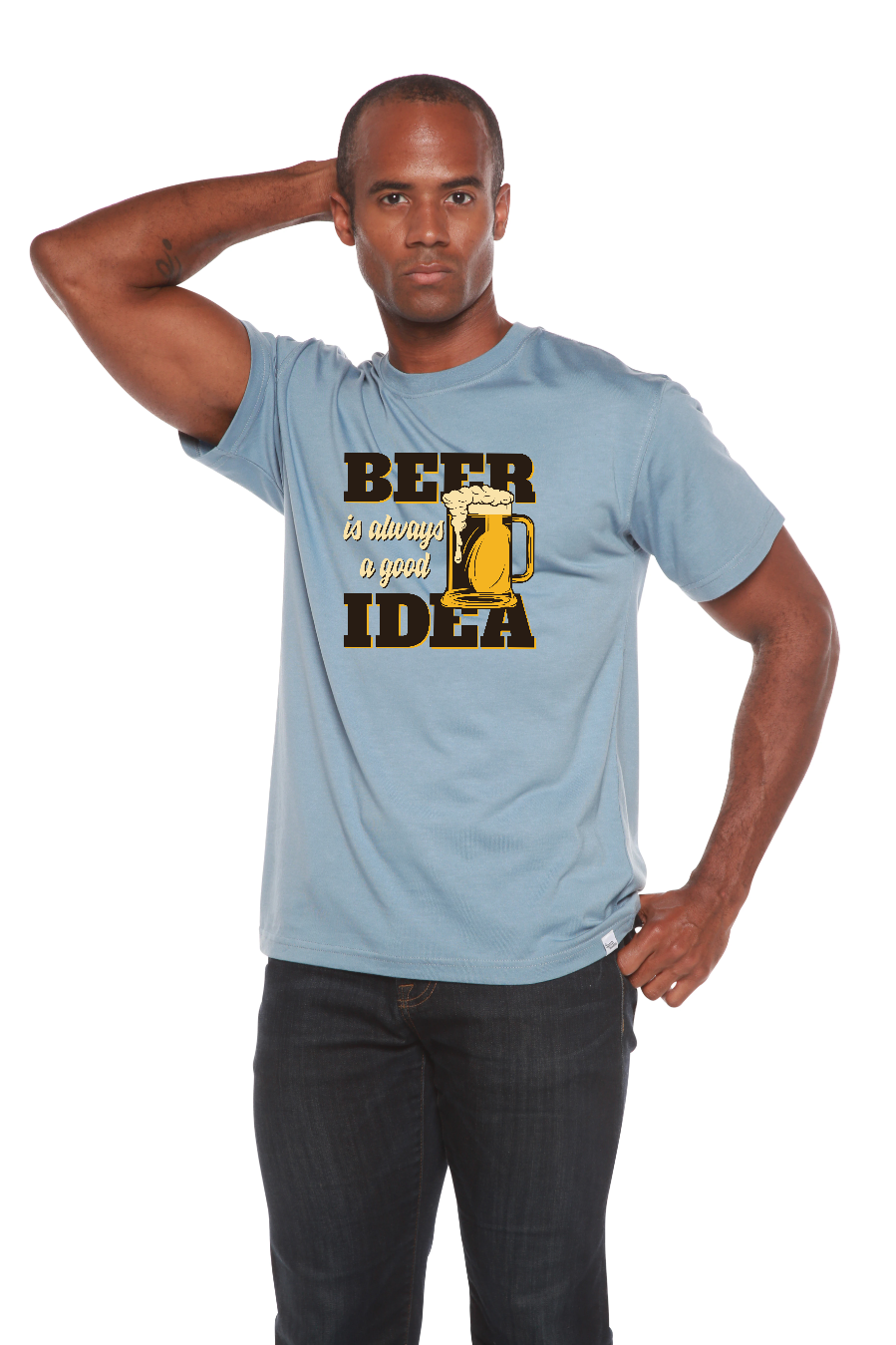 Beer Idea Men's Bamboo Viscose/Organic Cotton Short Sleeve Graphic T-Shirt Spun Bamboo