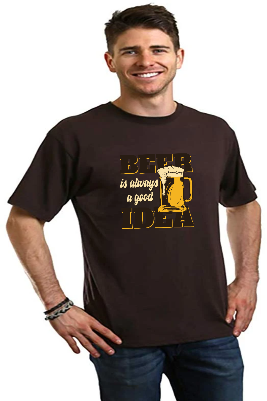 Beer Idea Men's Bamboo Viscose/Organic Cotton Short Sleeve Graphic T-Shirt Spun Bamboo