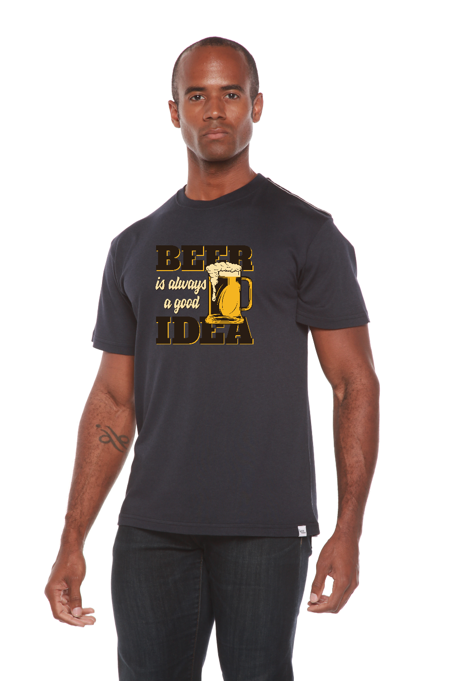 Beer Idea Men's Bamboo Viscose/Organic Cotton Short Sleeve Graphic T-Shirt Spun Bamboo
