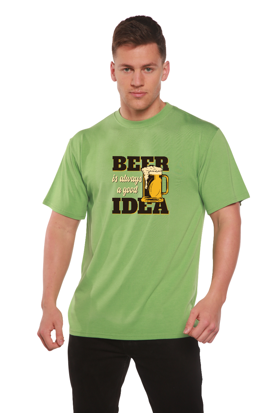 Beer Idea Men's Bamboo Viscose/Organic Cotton Short Sleeve Graphic T-Shirt Spun Bamboo