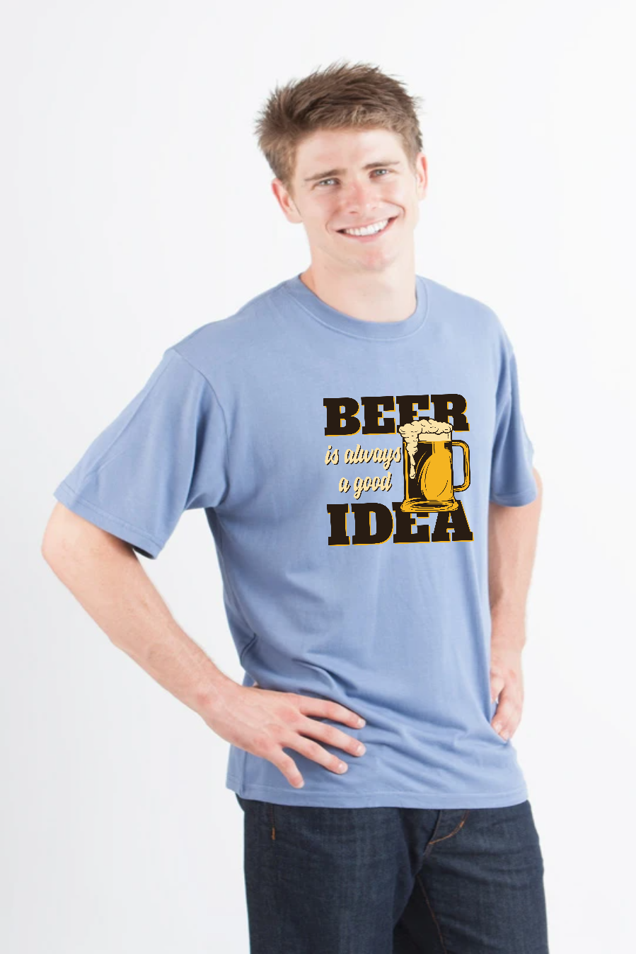 Beer Idea Men's Bamboo Viscose/Organic Cotton Short Sleeve Graphic T-Shirt Spun Bamboo