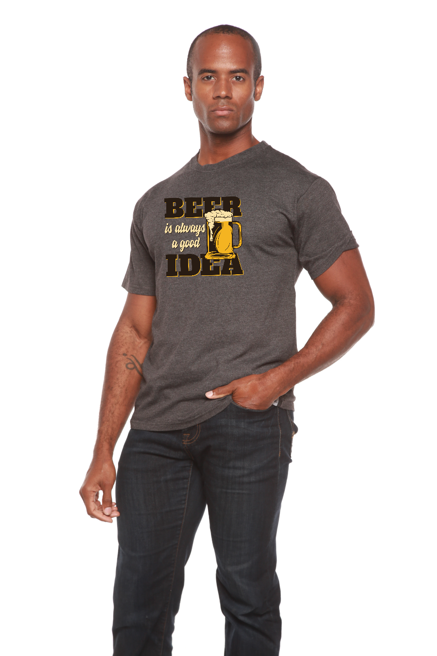 Beer Idea Men's Bamboo Viscose/Organic Cotton Short Sleeve Graphic T-Shirt Spun Bamboo