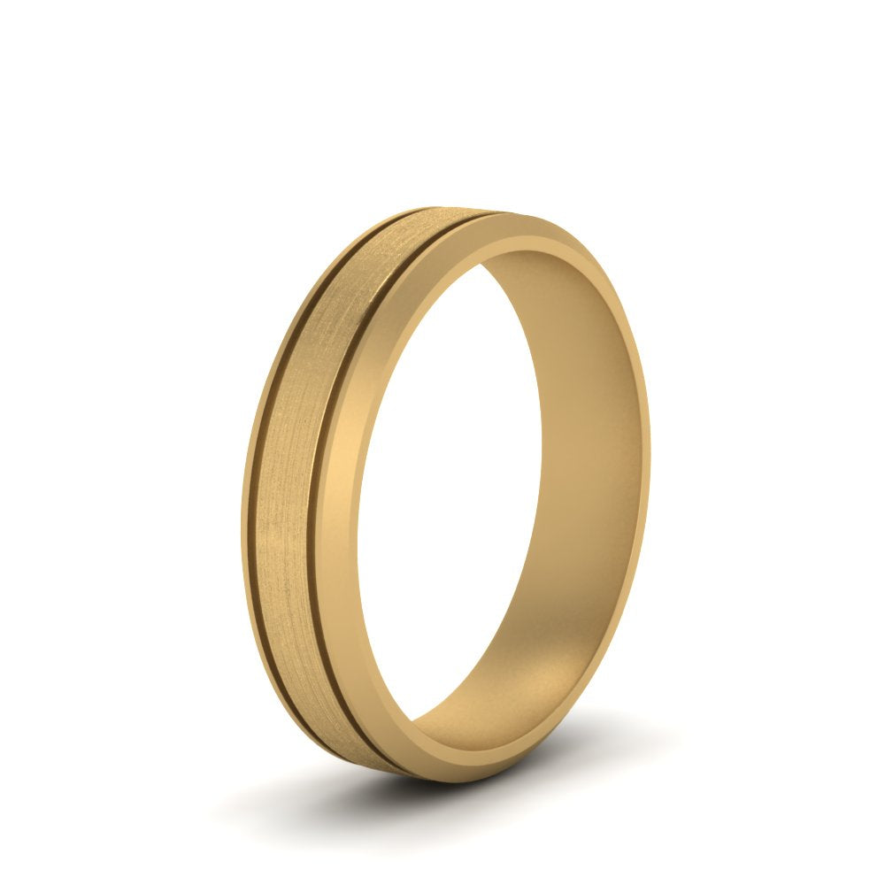 Beveled Inlay Mens Wedding Band