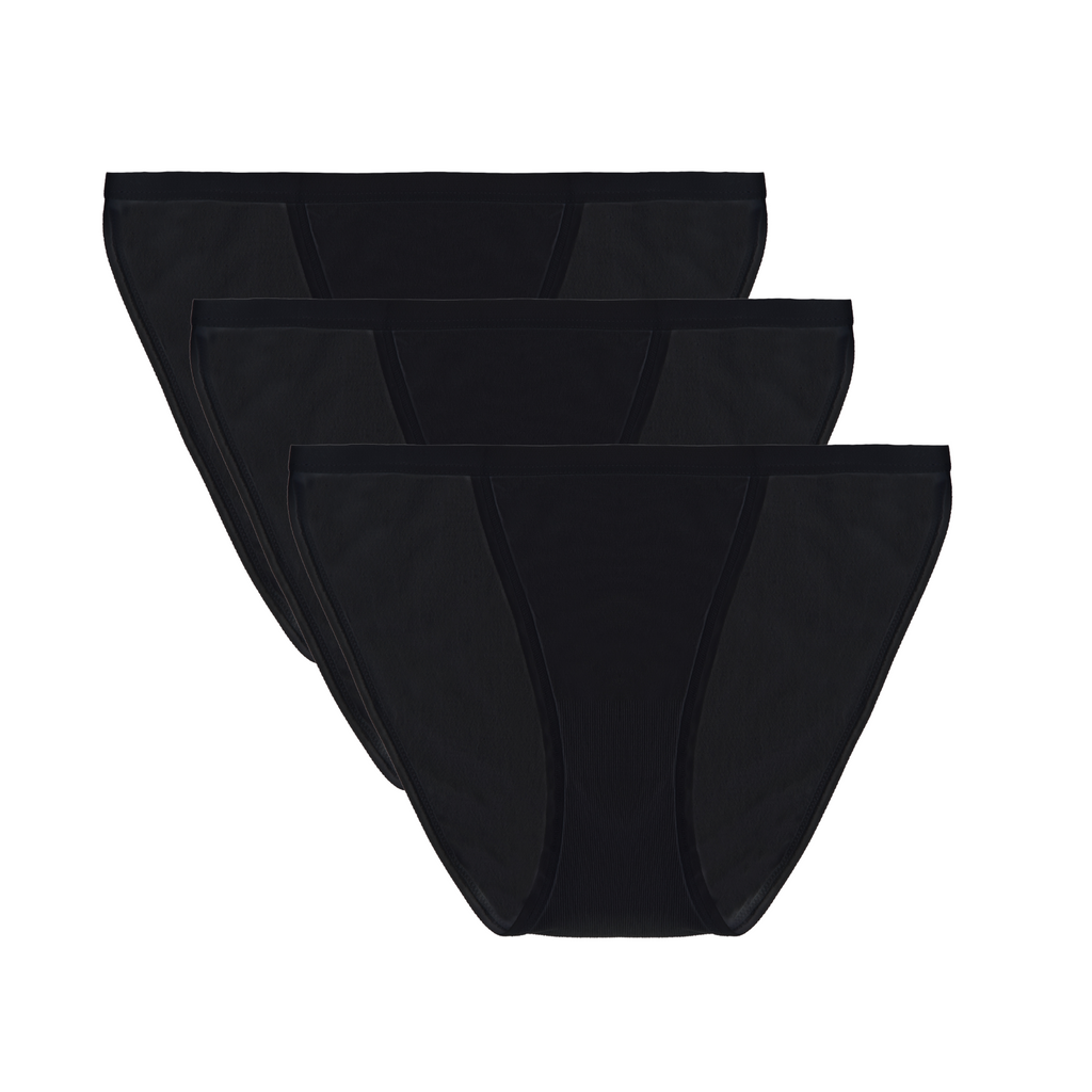 Women's Bamboo/Cotton Bikini Style Underwear Black Color - 3-pack Spun Bamboo