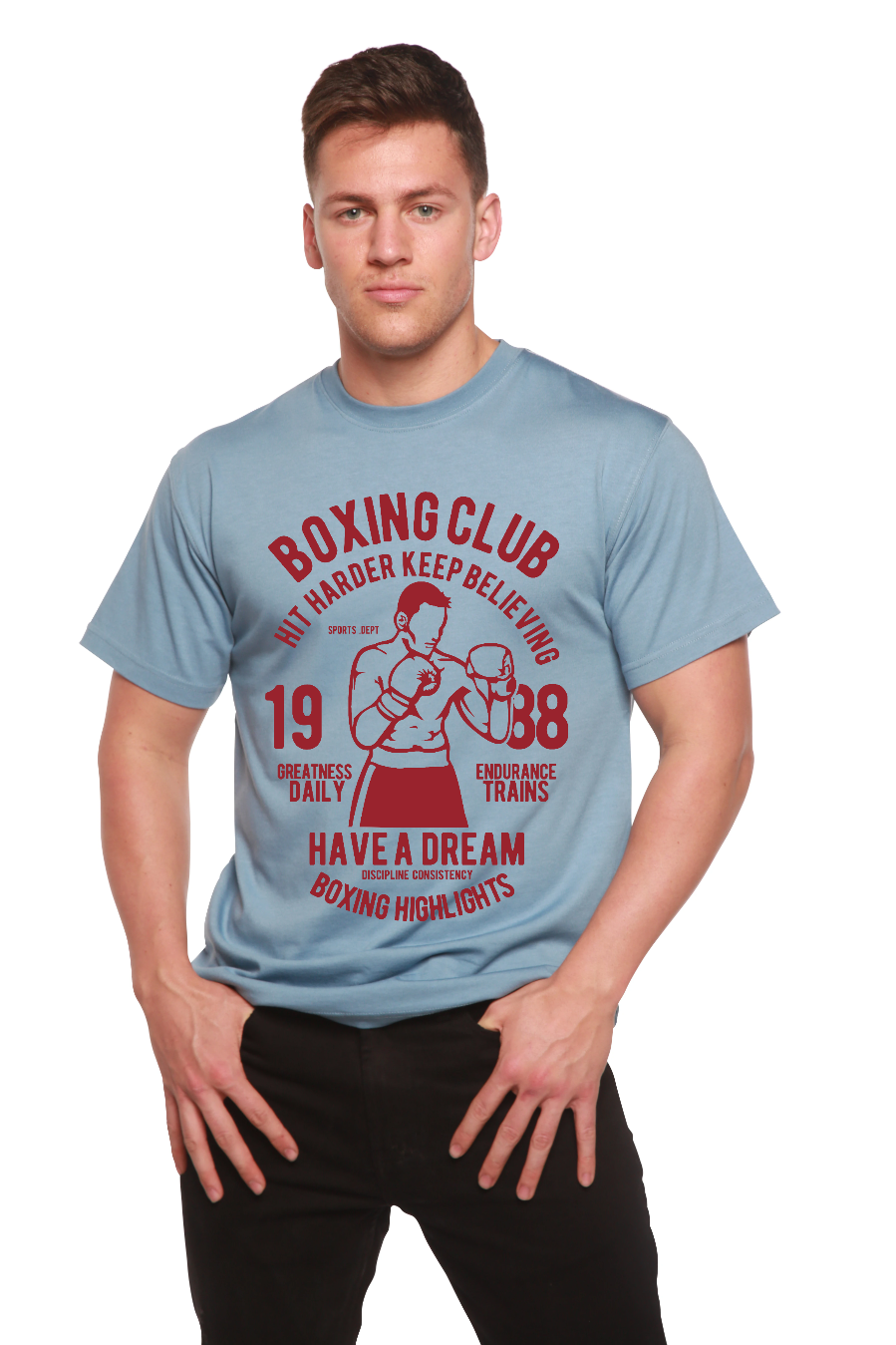 Boxing Club Men's Bamboo Viscose/Organic Cotton Short Sleeve Graphic T-Shirt Spun Bamboo