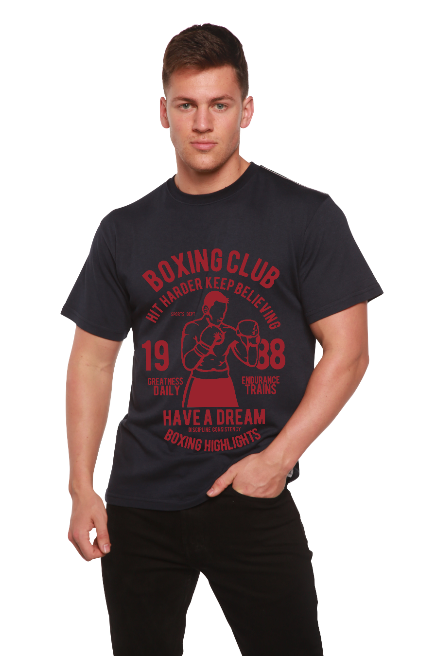 Boxing Club Men's Bamboo Viscose/Organic Cotton Short Sleeve Graphic T-Shirt Spun Bamboo