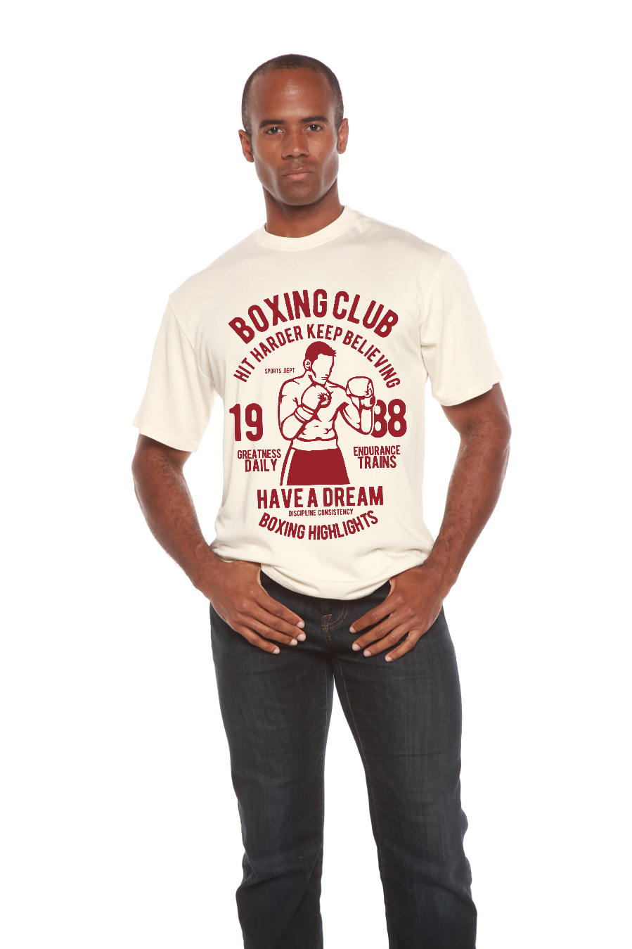 Boxing Club Men's Bamboo Viscose/Organic Cotton Short Sleeve Graphic T-Shirt Spun Bamboo