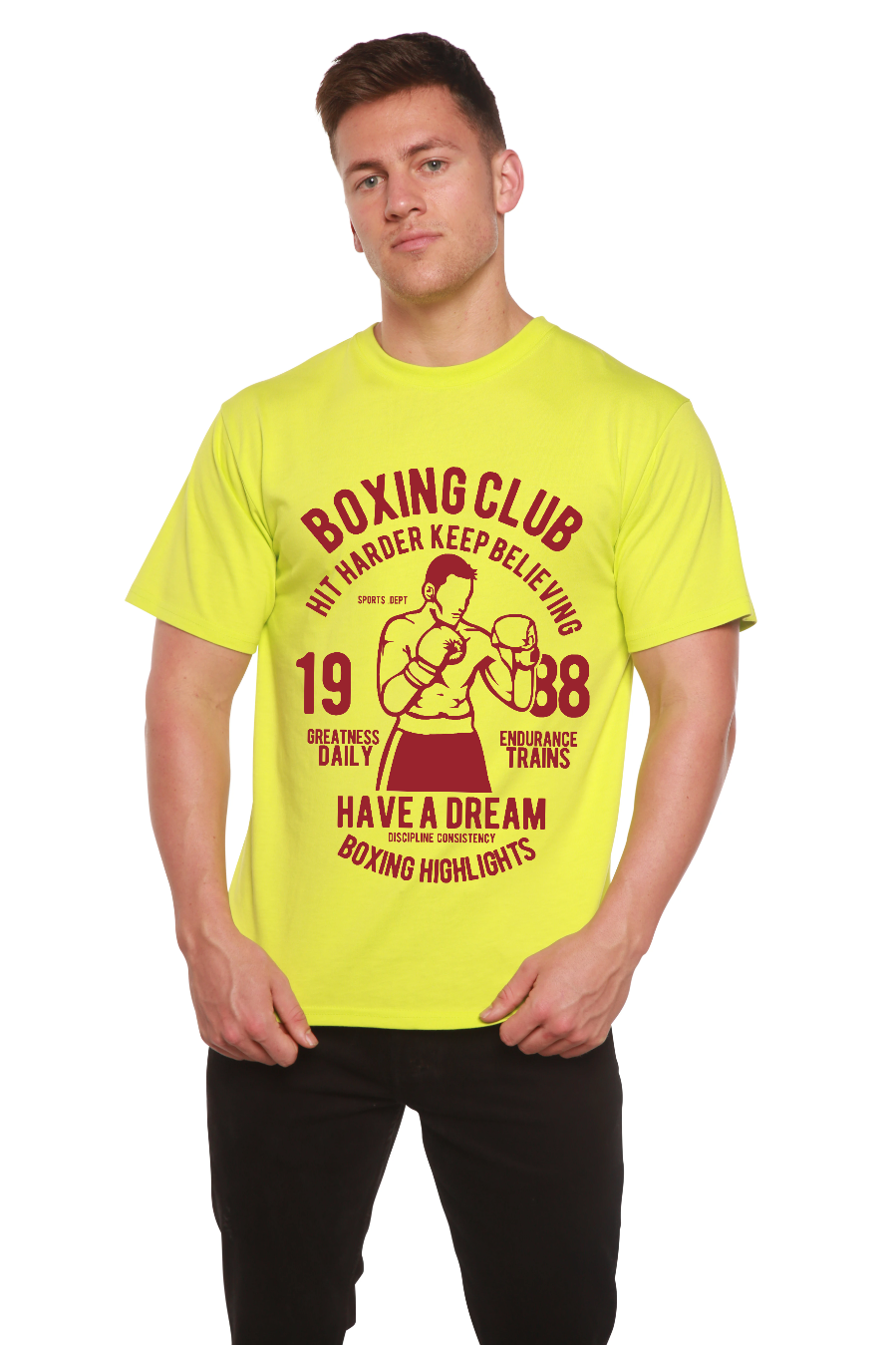 Boxing Club Men's Bamboo Viscose/Organic Cotton Short Sleeve Graphic T-Shirt Spun Bamboo