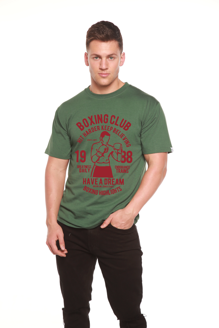 Boxing Club Men's Bamboo Viscose/Organic Cotton Short Sleeve Graphic T-Shirt Spun Bamboo