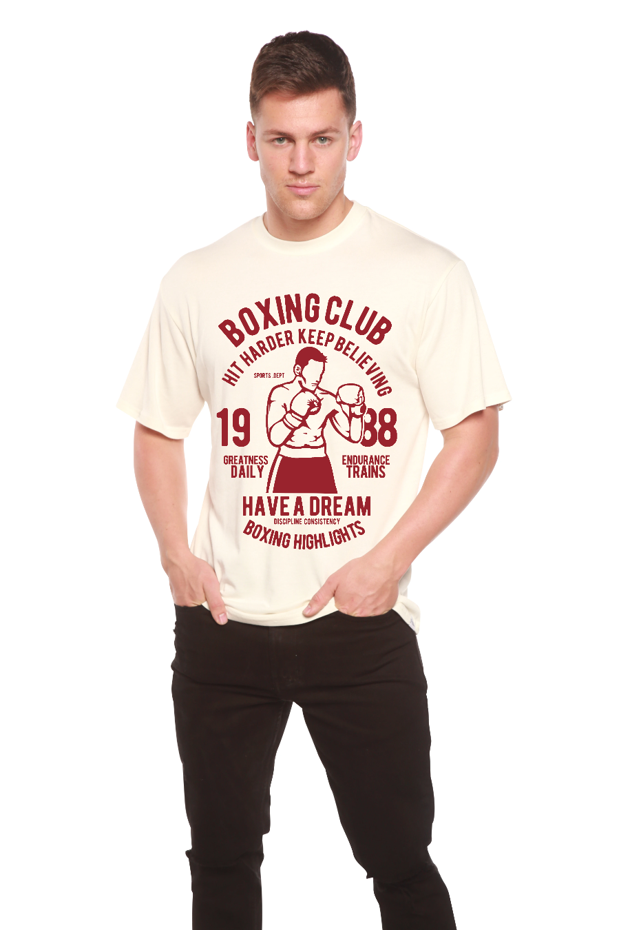 Boxing Club Men's Bamboo Viscose/Organic Cotton Short Sleeve Graphic T-Shirt Spun Bamboo