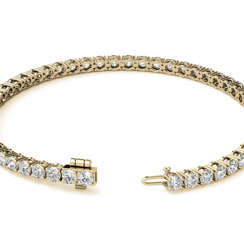 6ctw Created Sapphire Tennis Bracelet - 3mm Stones - 14K Gold Overlay in White, Yellow or Rose Gold VossAgin