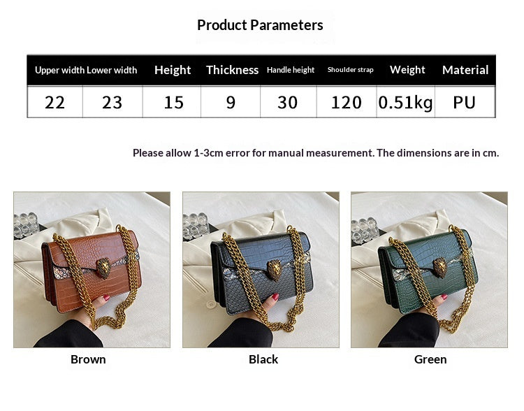 Retro Underarm Bag With Chain And Crocodile Pattern