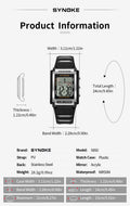 Men's Retro Rectangular Sports Waterproof Luminous Electronic Watch
