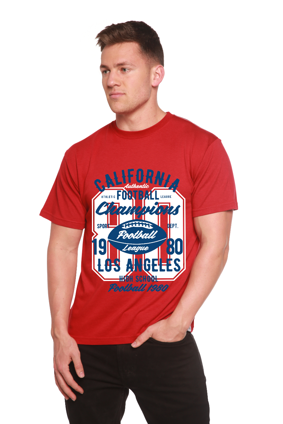 California Football Men's Bamboo Viscose/Organic Cotton Short Sleeve Graphic T-Shirt Spun Bamboo