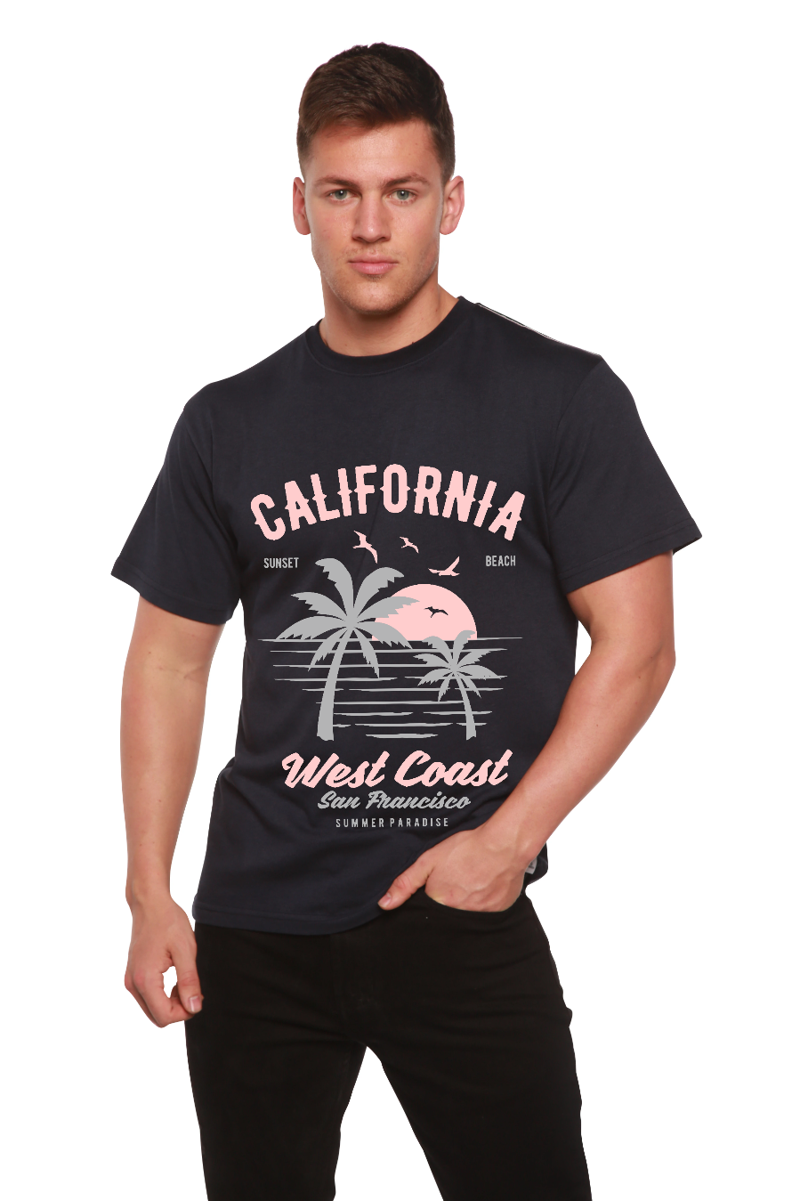 California West Coast Men's Bamboo Viscose/Organic Cotton Short Sleeve Graphic T-Shirt Spun Bamboo