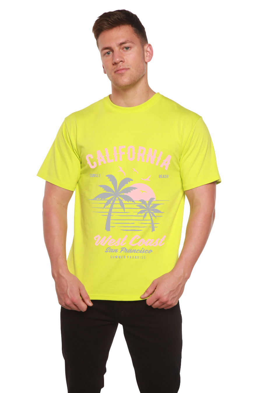 California West Coast Men's Bamboo Viscose/Organic Cotton Short Sleeve Graphic T-Shirt Spun Bamboo