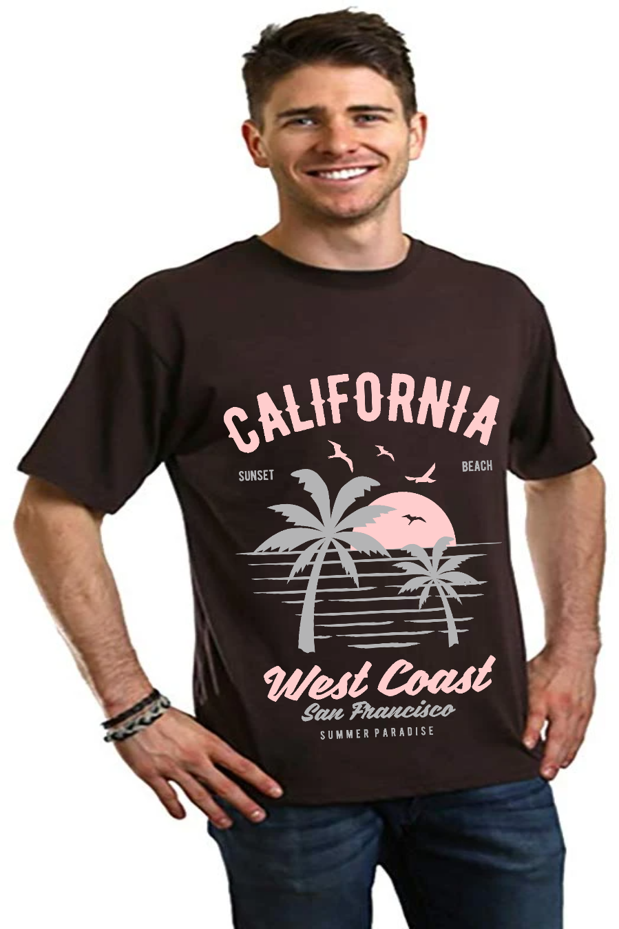 California West Coast Men's Bamboo Viscose/Organic Cotton Short Sleeve Graphic T-Shirt Spun Bamboo