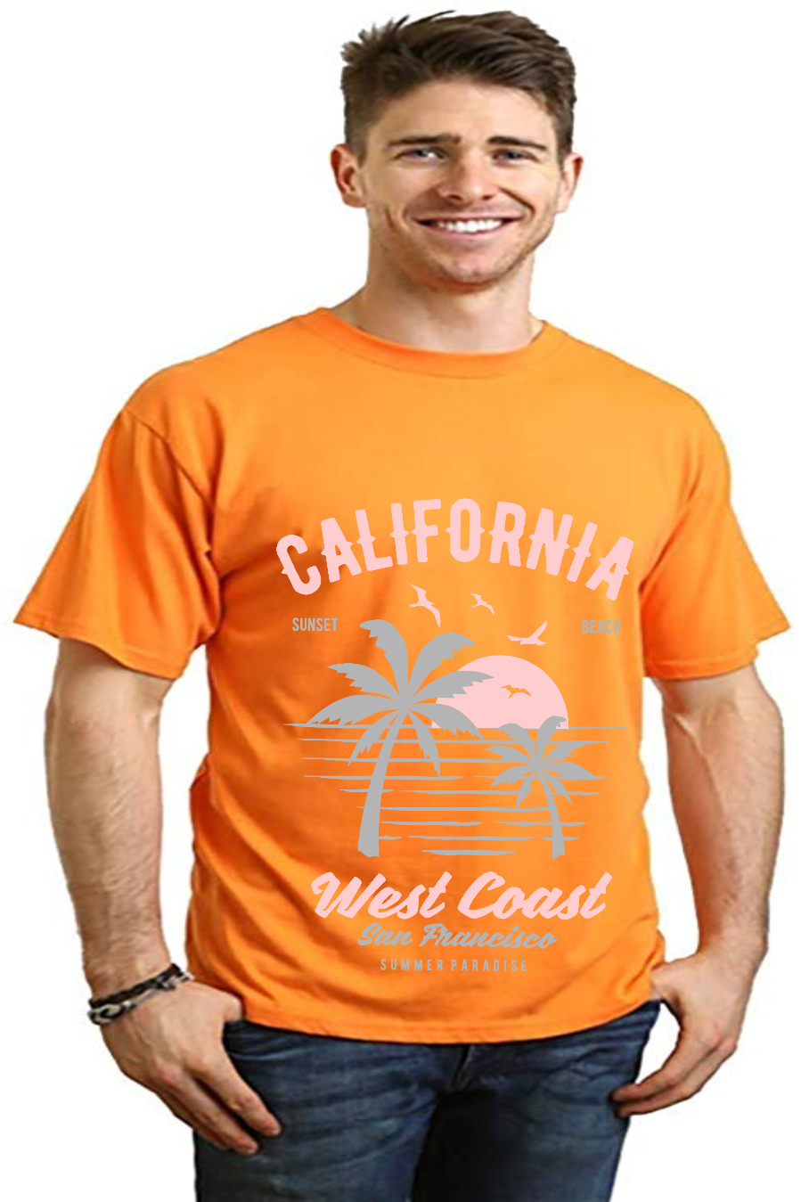 California West Coast Men's Bamboo Viscose/Organic Cotton Short Sleeve Graphic T-Shirt Spun Bamboo