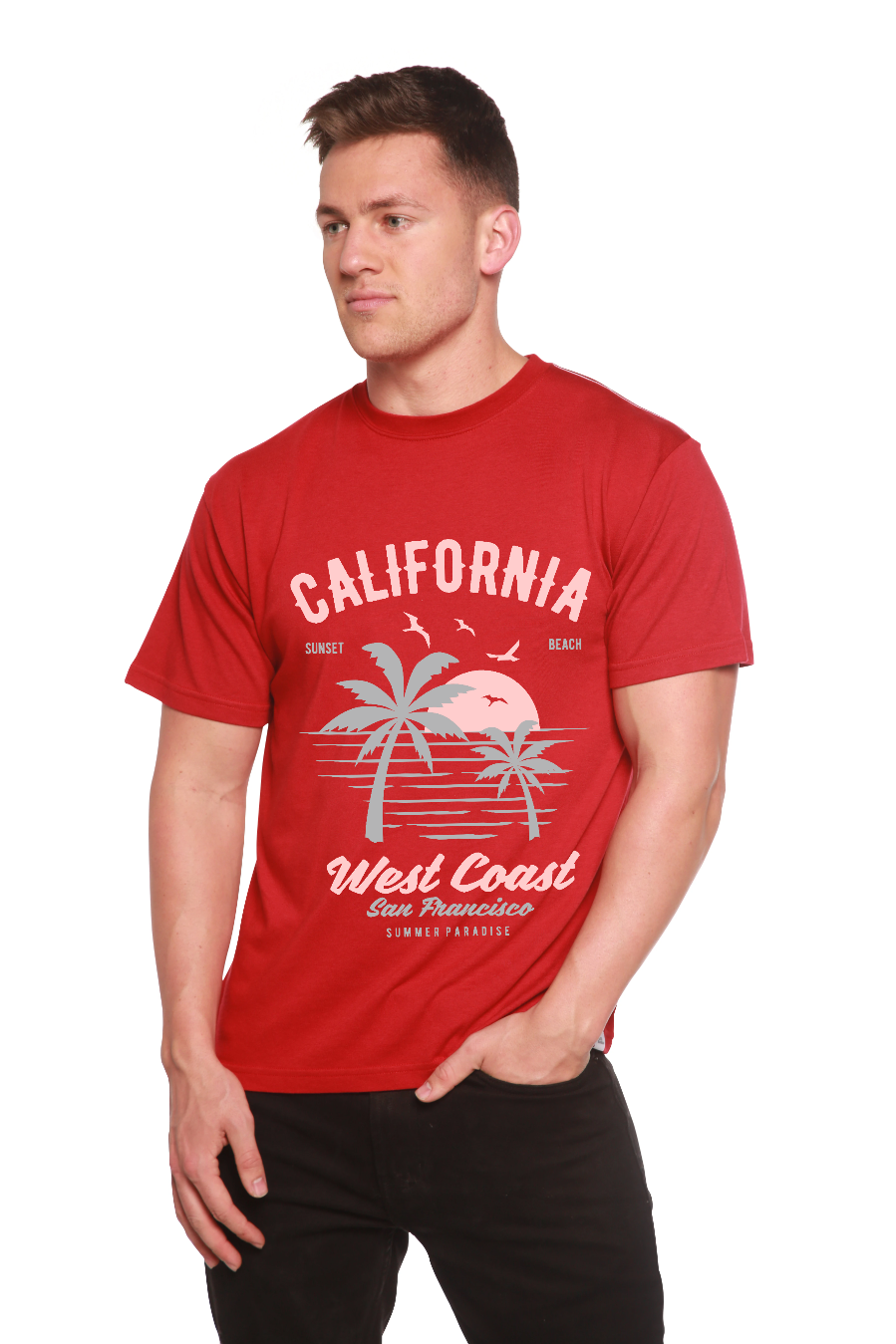 California West Coast Men's Bamboo Viscose/Organic Cotton Short Sleeve Graphic T-Shirt Spun Bamboo