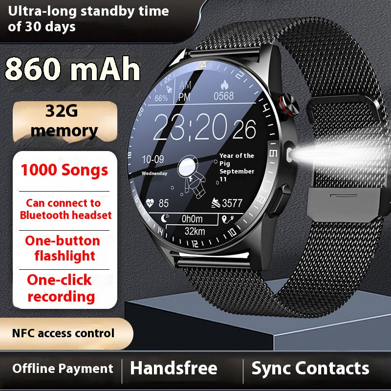 32G Memory Ultra-long Standby Smart Watch Flashlight Bluetooth Calling