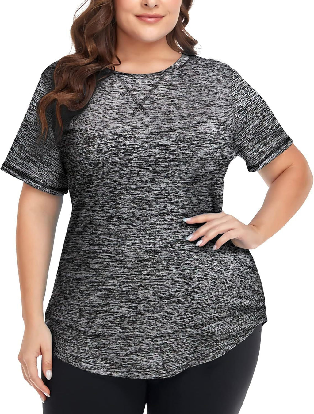 2026 Plus Size Women's Summer Sports Short Sleeve Breathable T Shirt Yoga & Fitness Quick Dry Cationic Top Social Buzz eSIMs