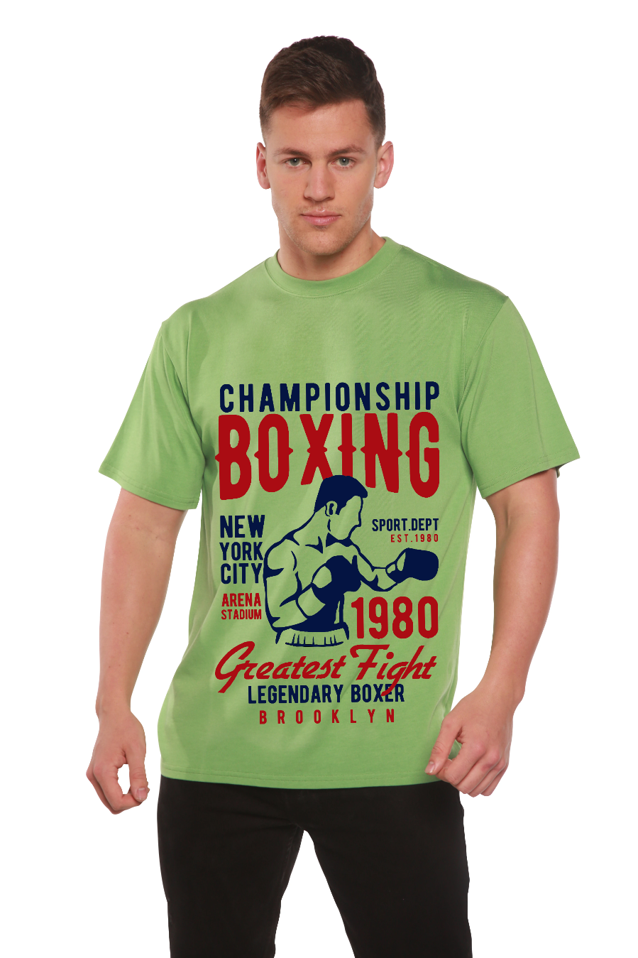 Championship Boxing Men's Bamboo Viscose/Organic Cotton Short Sleeve Graphic T-Shirt Spun Bamboo
