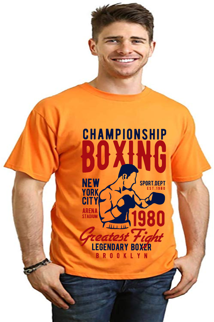 Championship Boxing Men's Bamboo Viscose/Organic Cotton Short Sleeve Graphic T-Shirt Spun Bamboo