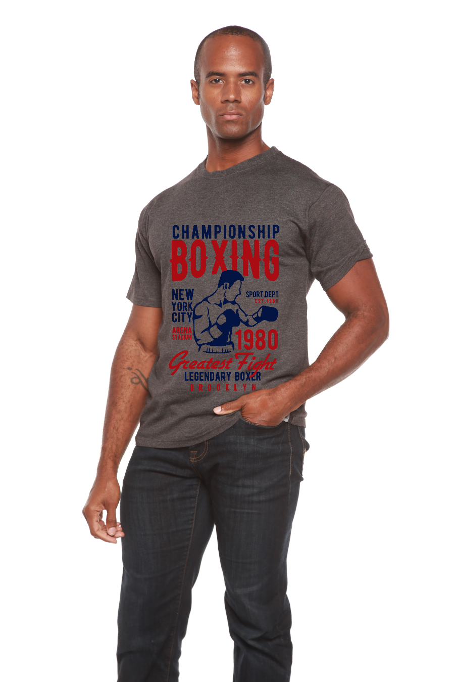 Championship Boxing Men's Bamboo Viscose/Organic Cotton Short Sleeve Graphic T-Shirt Spun Bamboo
