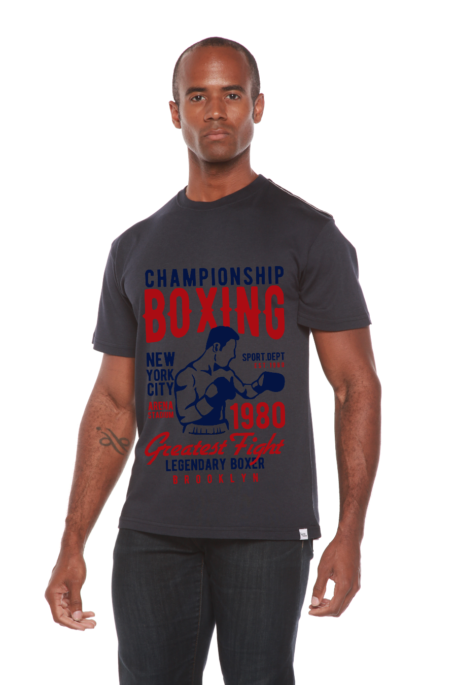 Championship Boxing Men's Bamboo Viscose/Organic Cotton Short Sleeve Graphic T-Shirt Spun Bamboo