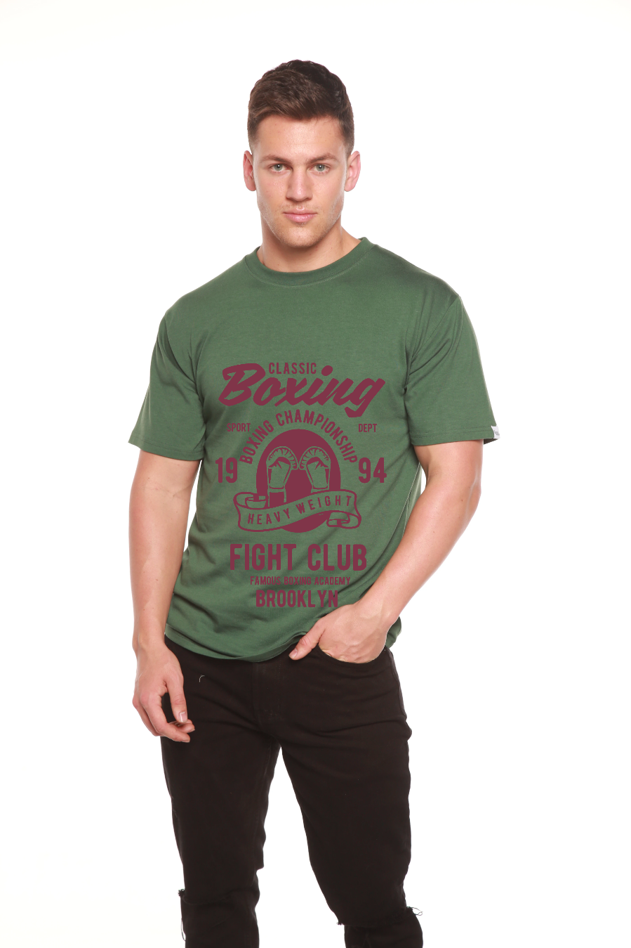 Classic Boxing Men's Bamboo Viscose/Organic Cotton Short Sleeve Graphic T-Shirt Spun Bamboo