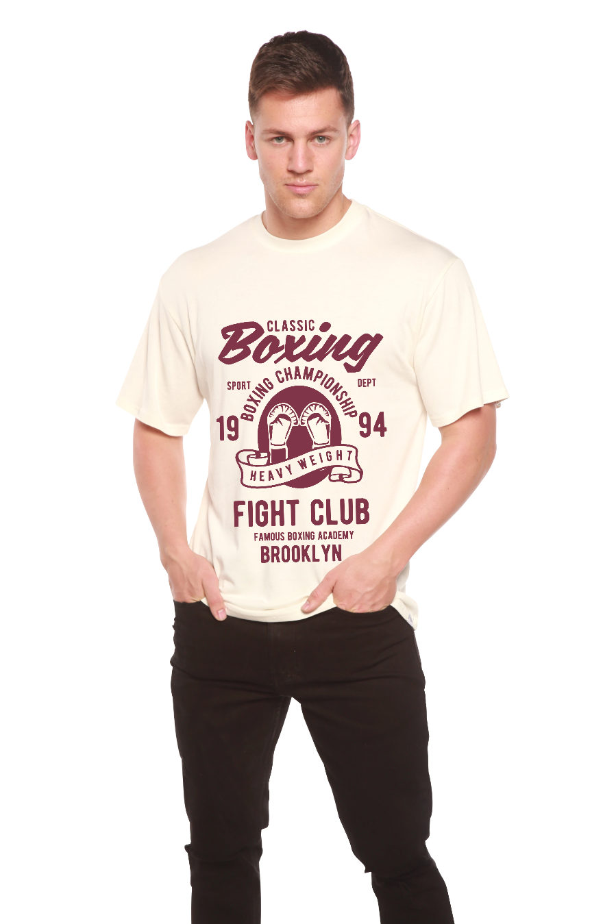 Classic Boxing Men's Bamboo Viscose/Organic Cotton Short Sleeve Graphic T-Shirt Spun Bamboo
